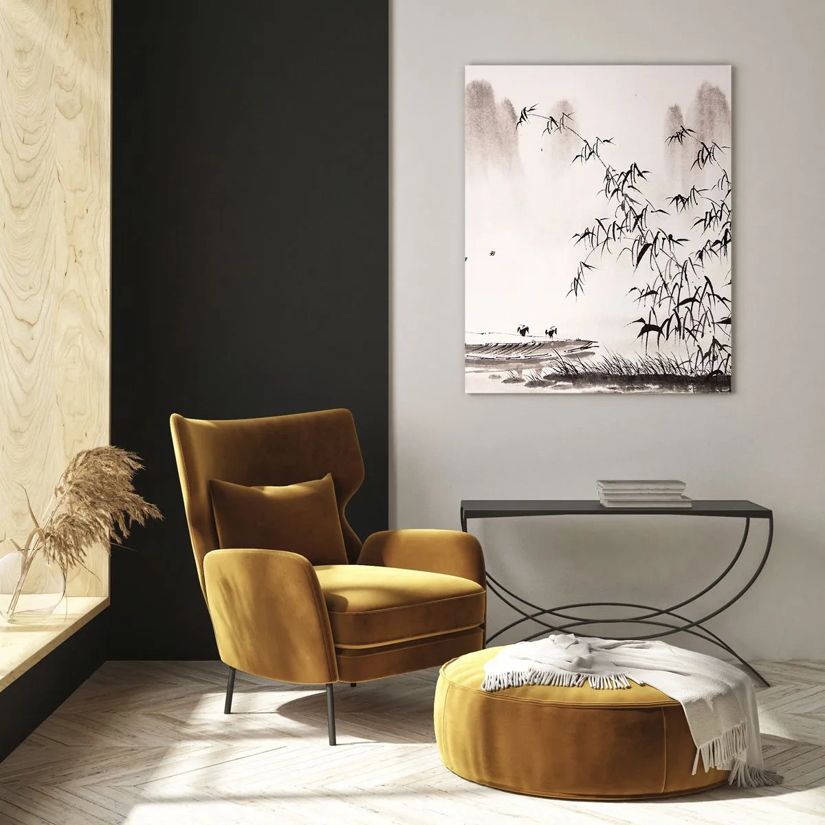 Billede på glas - Stilhed i rismarkerne - 70x100 cm