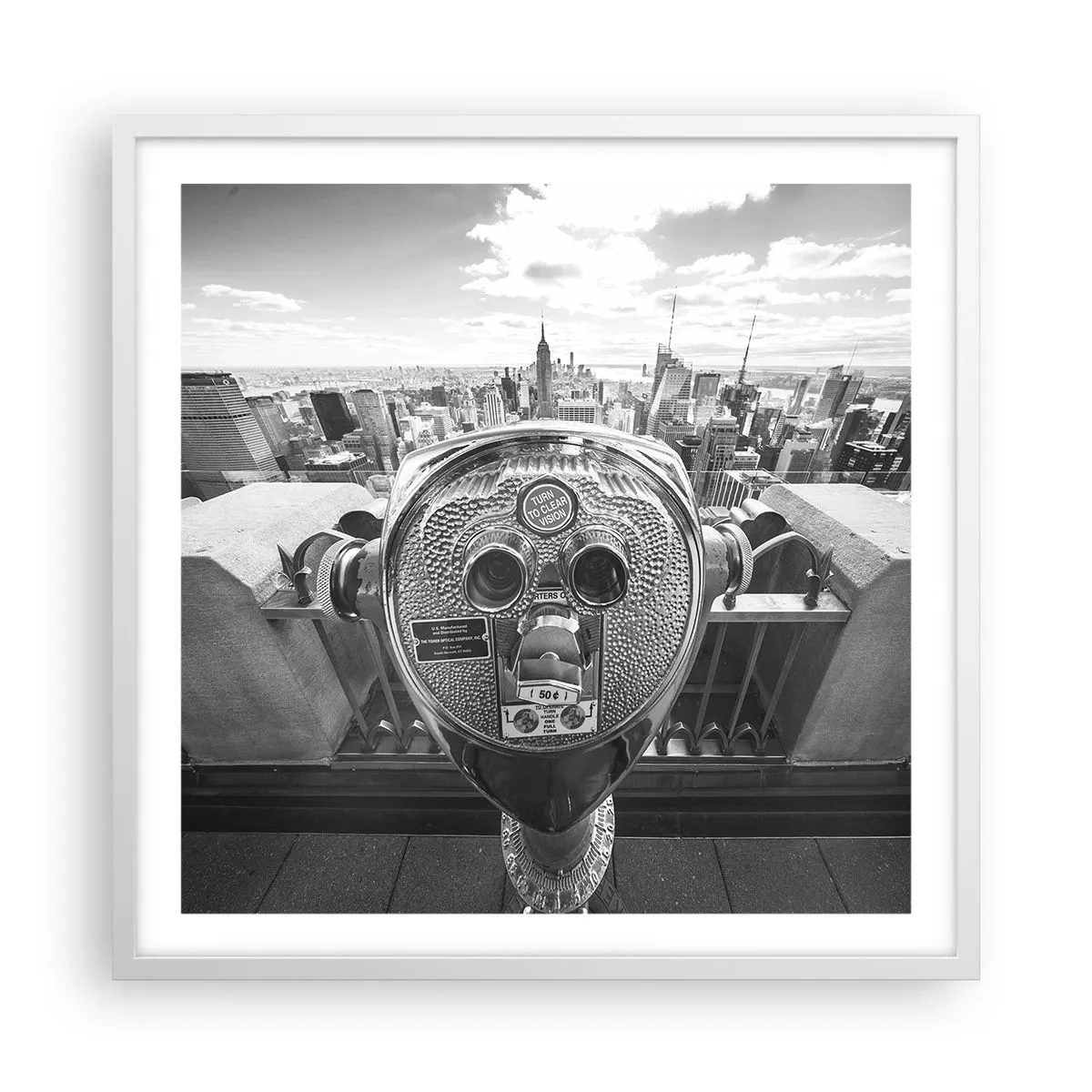 Plakat i hvid ramme - Byen over byer - 60x60 cm