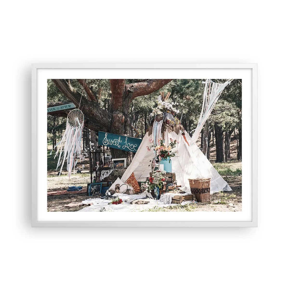 Plakat i hvid ramme - Make love… - 70x50 cm