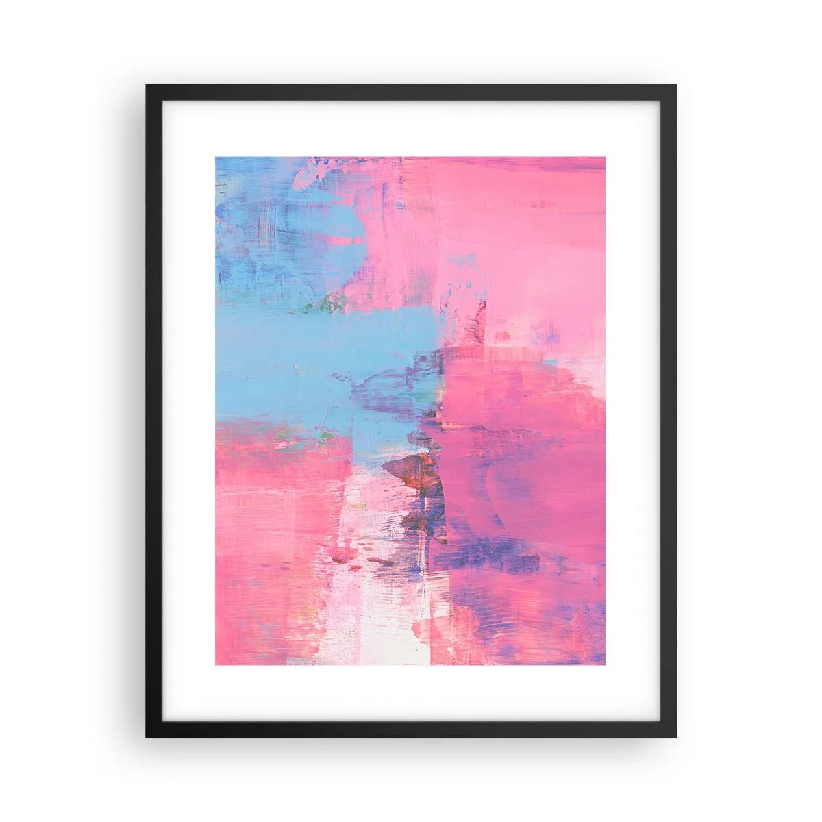 Plakat i sort ramme - Lyserød, blå og en knivspids lys - 40x50 cm