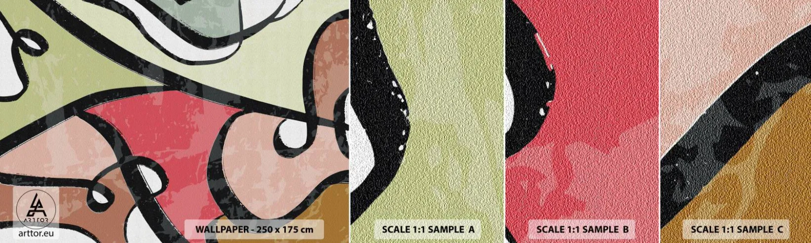 Prøve Fototapet Selvklæbende Deluxe Sticker - Pirouetter blandt farver - Abstraktion, Stykke, Moderne - 100x30 cm