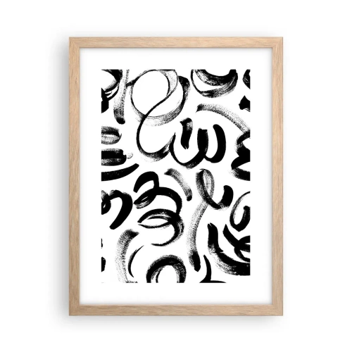 Plakat i ramme af lyst egetræ - I sort og hvidt - 30x40 cm