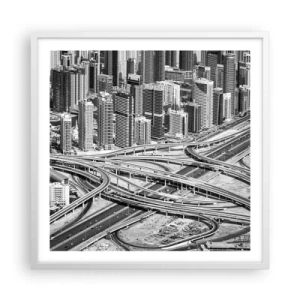 Plakat i hvid ramme - Dubai - den umulige by - 60x60 cm