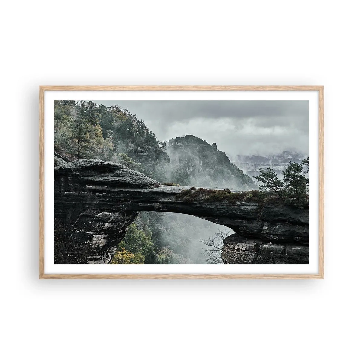 Plakat i ramme af lyst egetræ - Eventyret er ved at begynde - 91x61 cm