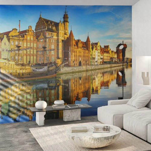 Fototapet Premium Sand - Et spejlbillede af fortiden - By, Gdańsk, Arkitektur - 100x70 cm