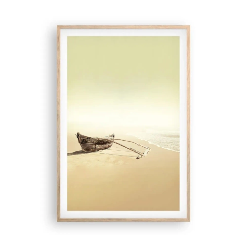 Plakat i ramme af lyst egetræ - Et minde om Sydhavet - 61x91 cm