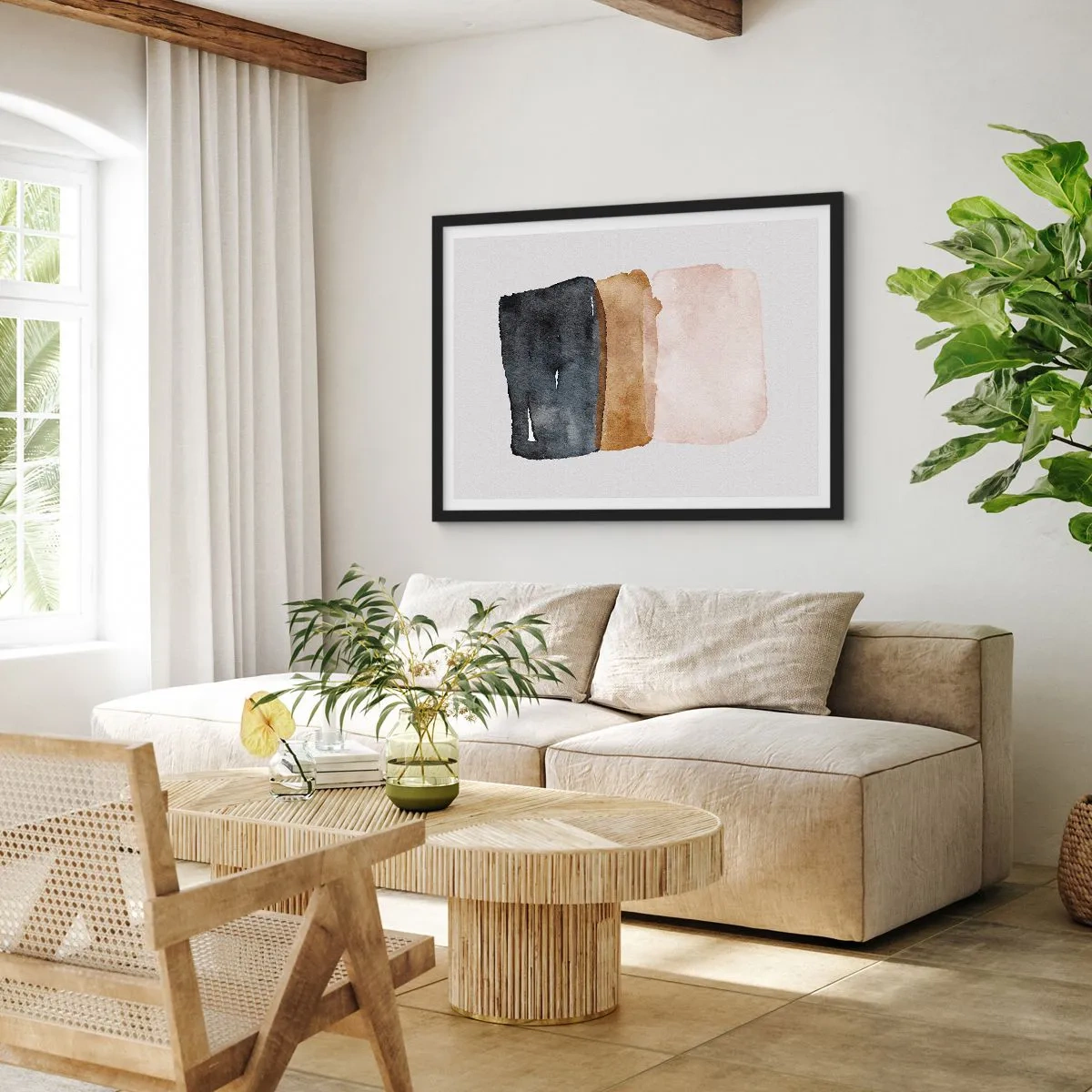Plakat i sort ramme - Sammensætning af jordfarver - 50x40 cm
