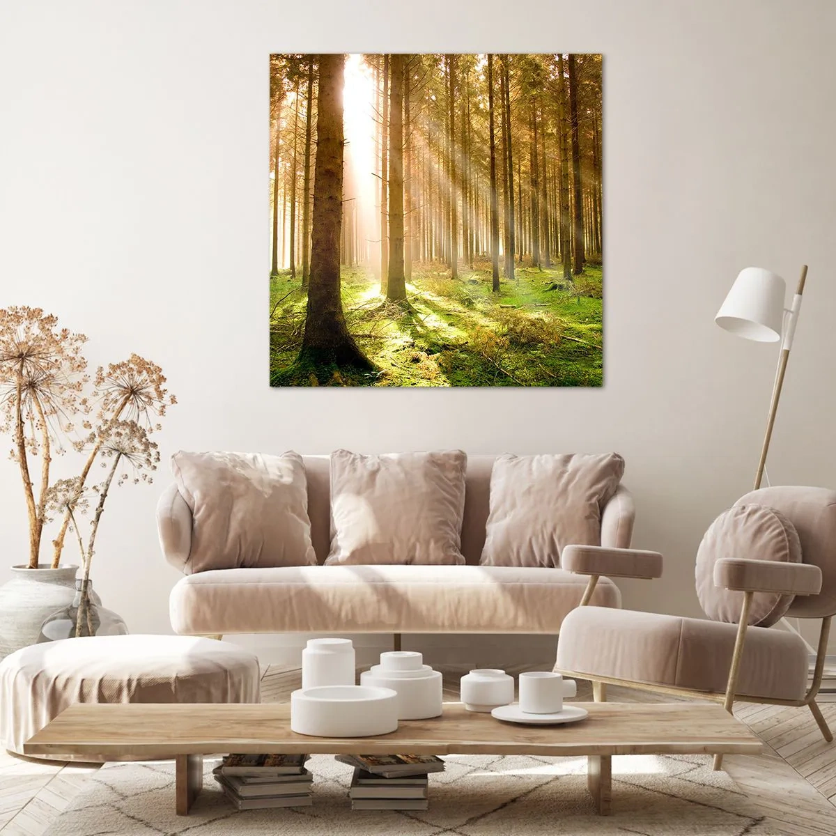 Lærredstryk - Billede på lærred - Nisserne er ved at dukke op - 60x60 cm