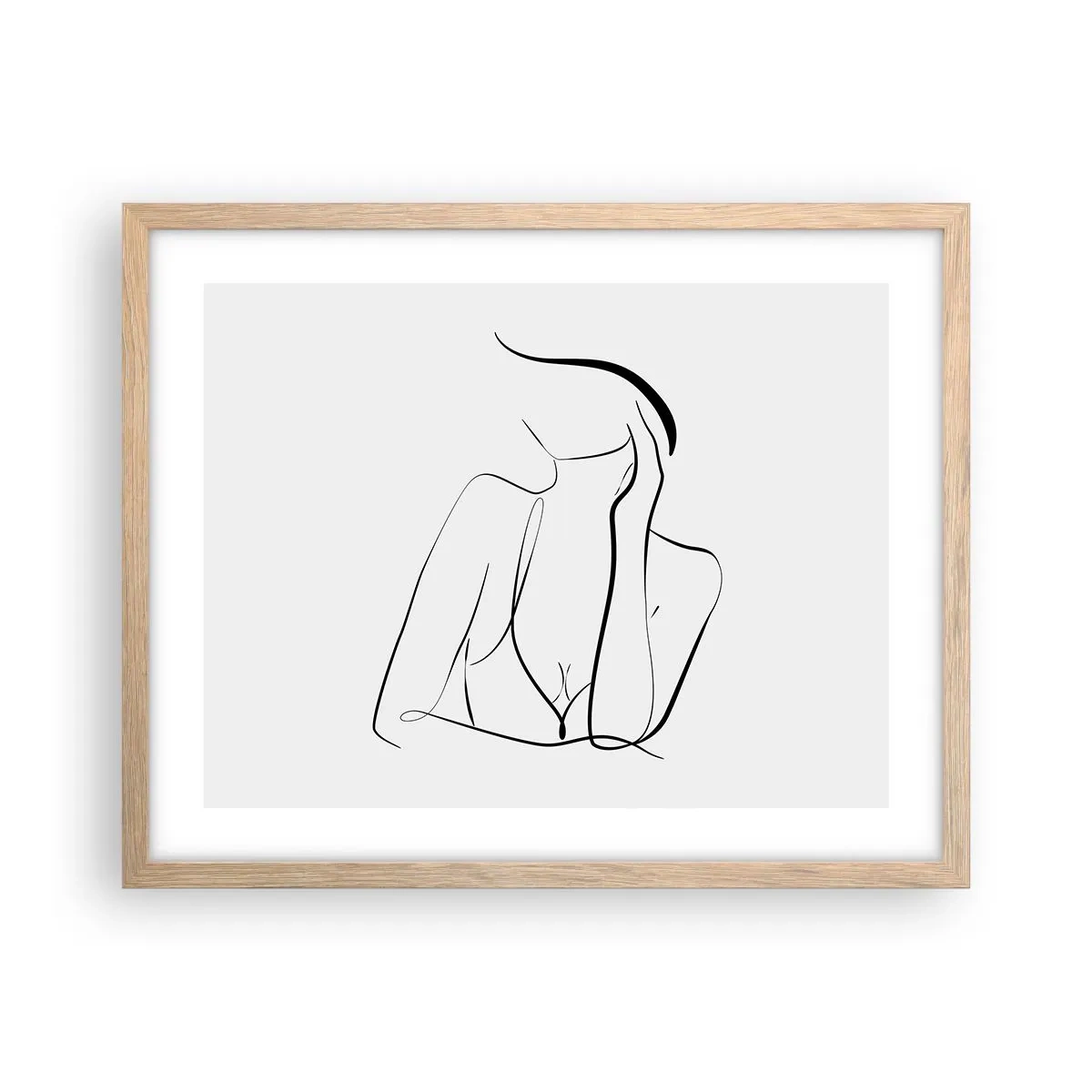 Plakat i ramme af lyst egetræ - På bølgen af en drøm - 50x40 cm