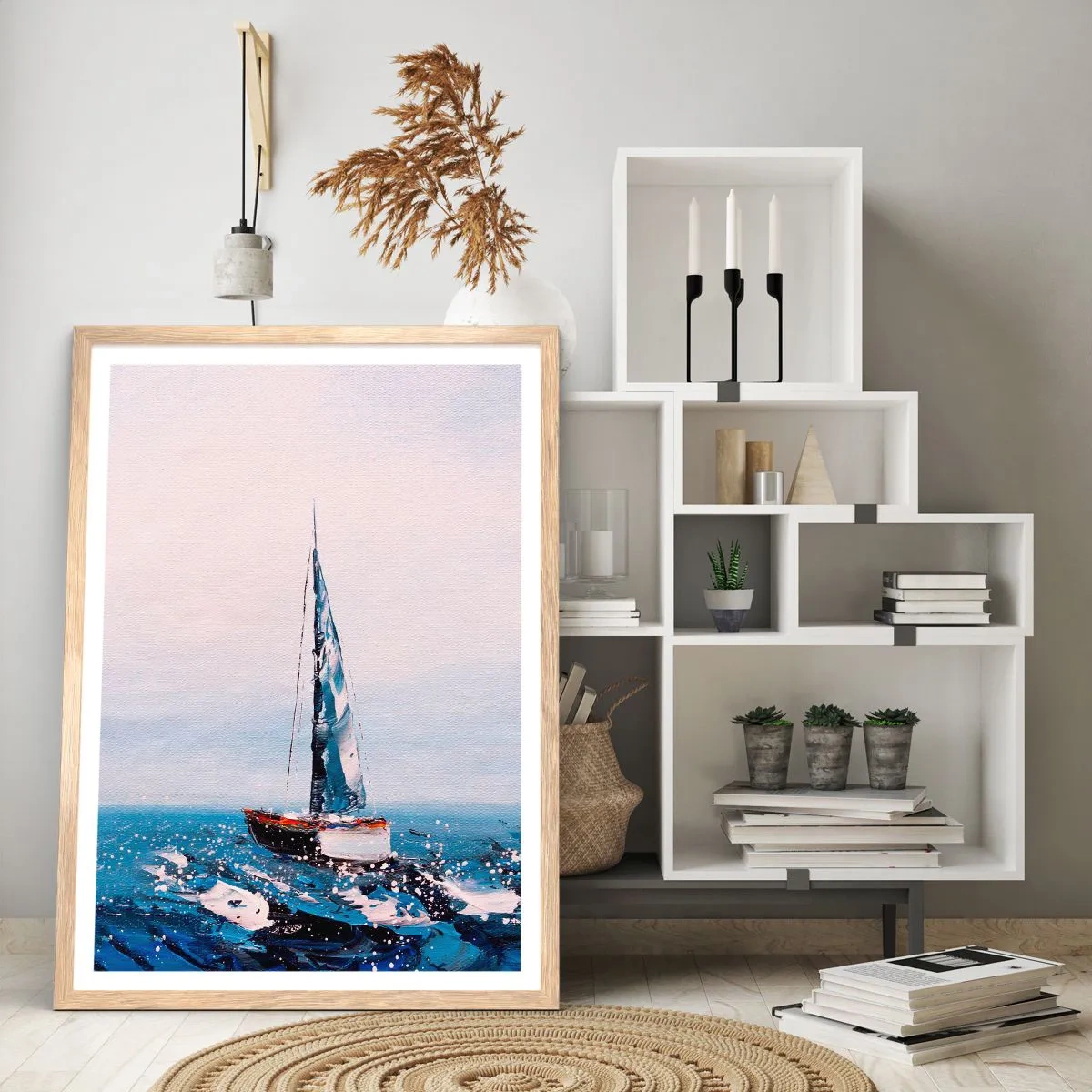 Plakat i ramme af lyst egetræ - Vindens broderskab - 61x91 cm