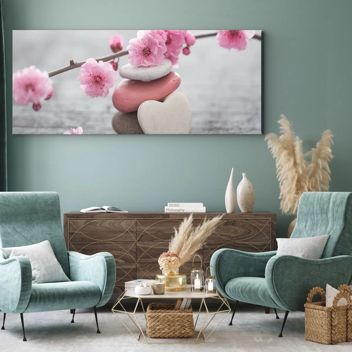 Lærredstryk - Billede på lærred - Kirsebærblomstens lyksalighed - 100x40 cm