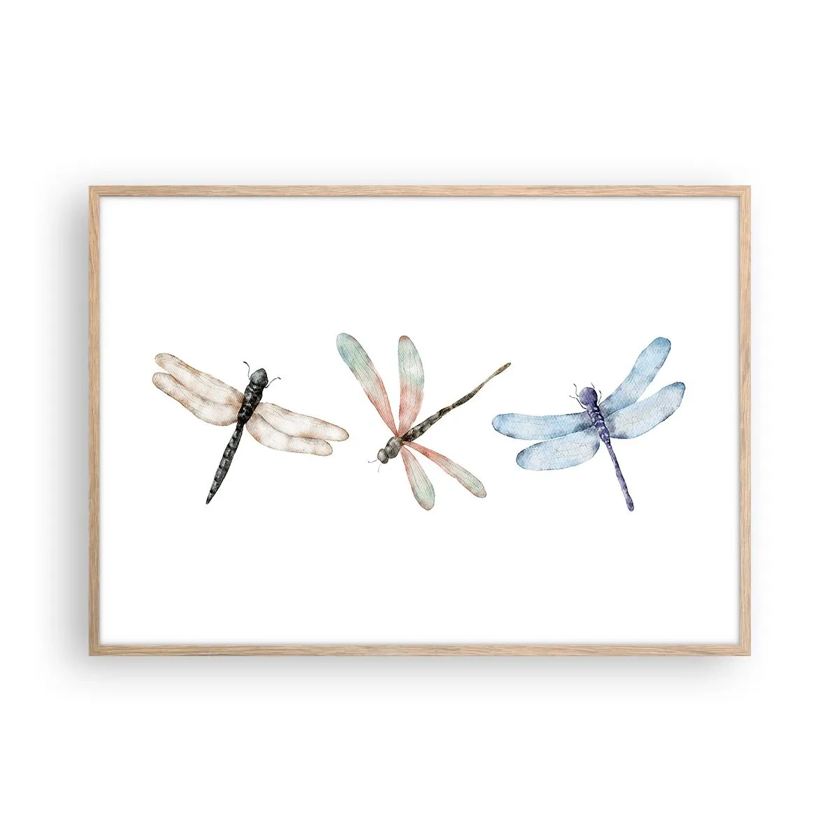 Plakat i ramme af lyst egetræ - Vægtløse guldsmede - 100x70 cm