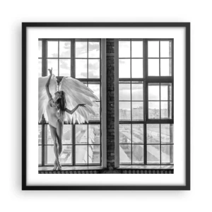 Plakat i sort ramme - Englenes by? - 50x50 cm