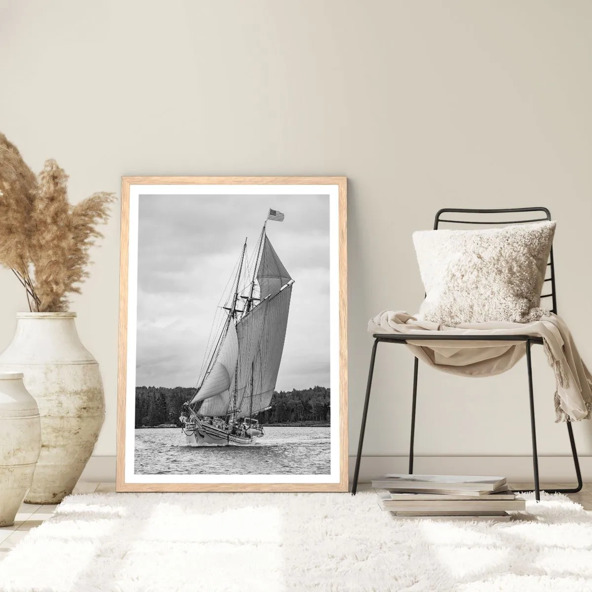 Plakat i ramme af lyst egetræ - Brødre af vinden - 40x50 cm