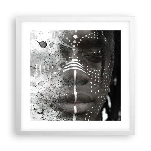 Plakat i hvid ramme - Opdag den oprindelige ånd - 40x40 cm