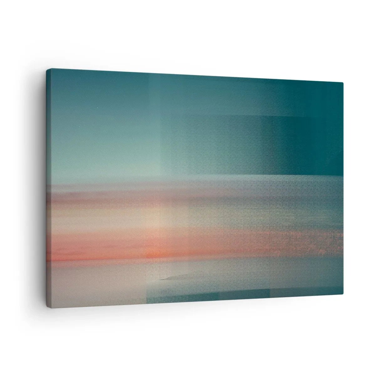 Lærredstryk - Billede på lærred - En solnedgang i pastelfarver over en rolig horisont - 70x50cm - Abstraktion: bølger af lys - Moderne vægdekoration til stue og soveværelse ARTTOR