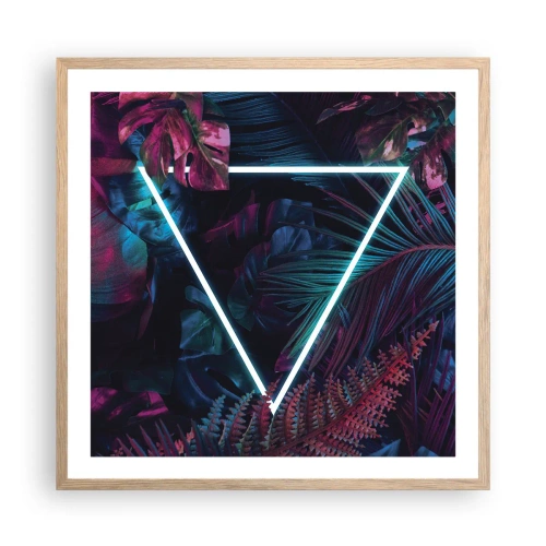 Plakat i ramme af lyst egetræ - Have i disco-stil - 60x60 cm