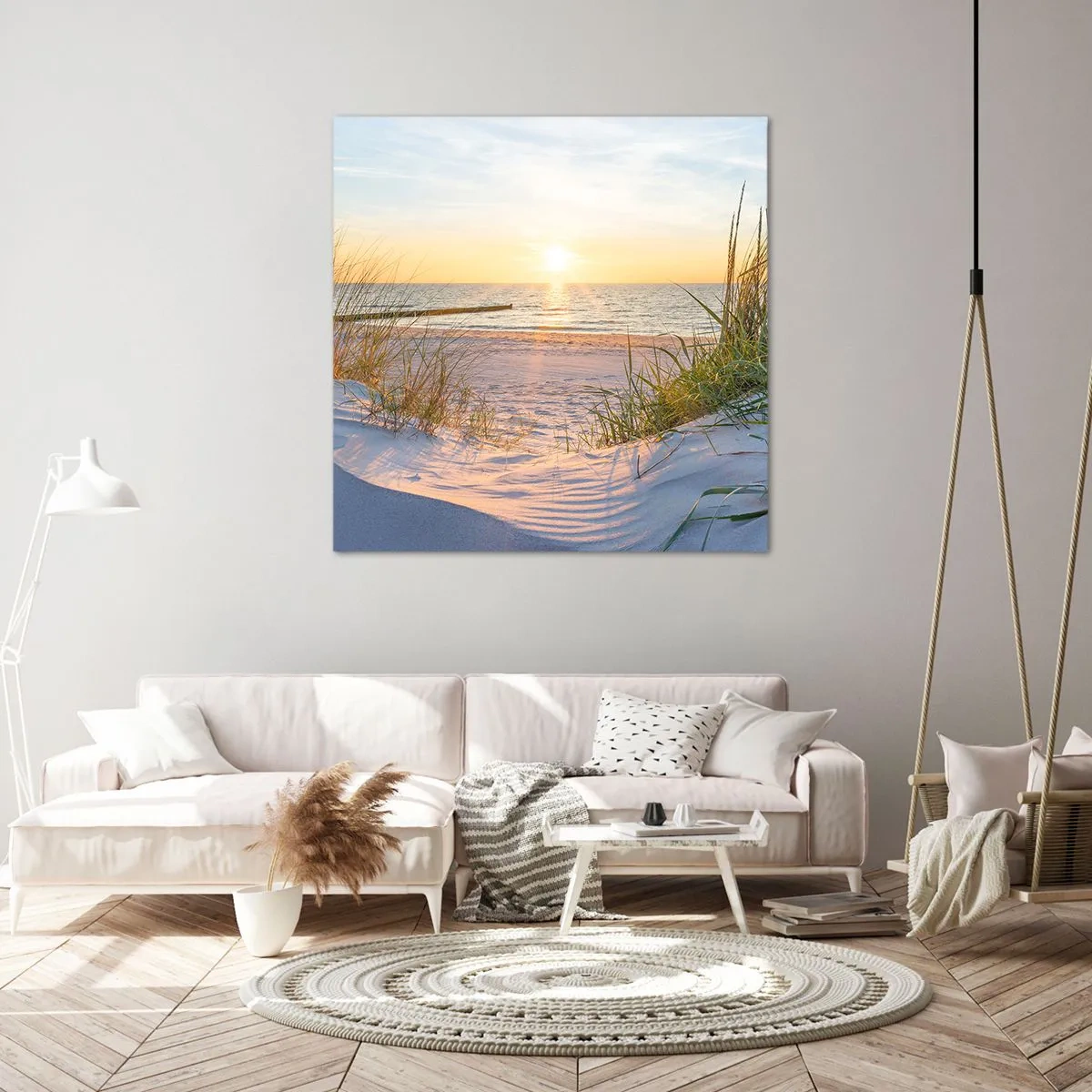 Lærredstryk - Billede på lærred - Havet brummer, fuglene synger, en vild strand midt i græsset.... - 30x30 cm