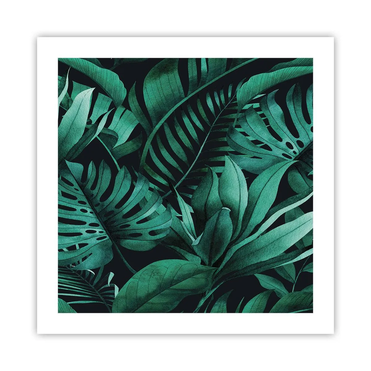 Plakat - Dyb tropisk grøn - 50x50 cm