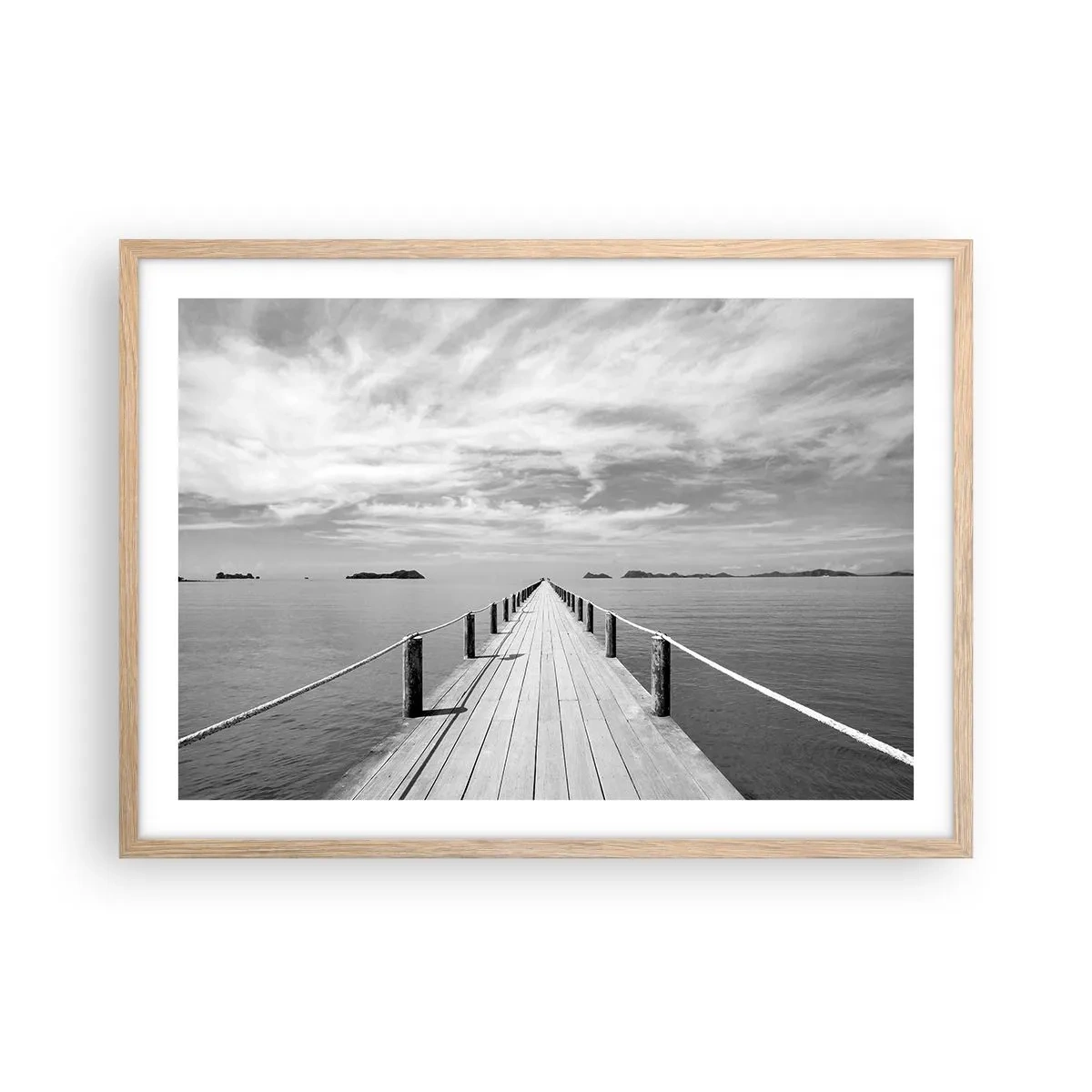 Plakat i ramme af lyst egetræ - Eller måske en rejse... - 70x50 cm