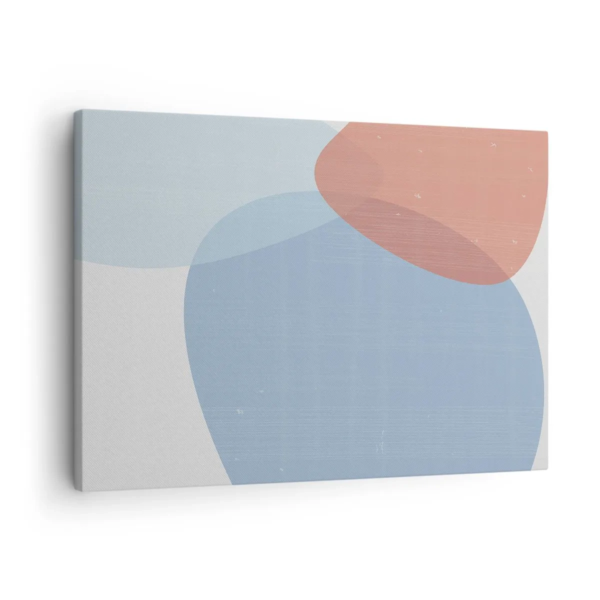 Lærredstryk - Billede på lærred - En abstrakt komposition i pastelfarver af blå og lyserød med organiske former. - 70x50cm - Pastelfarvede relationer - Moderne vægdekoration til stue og soveværelse ARTTOR