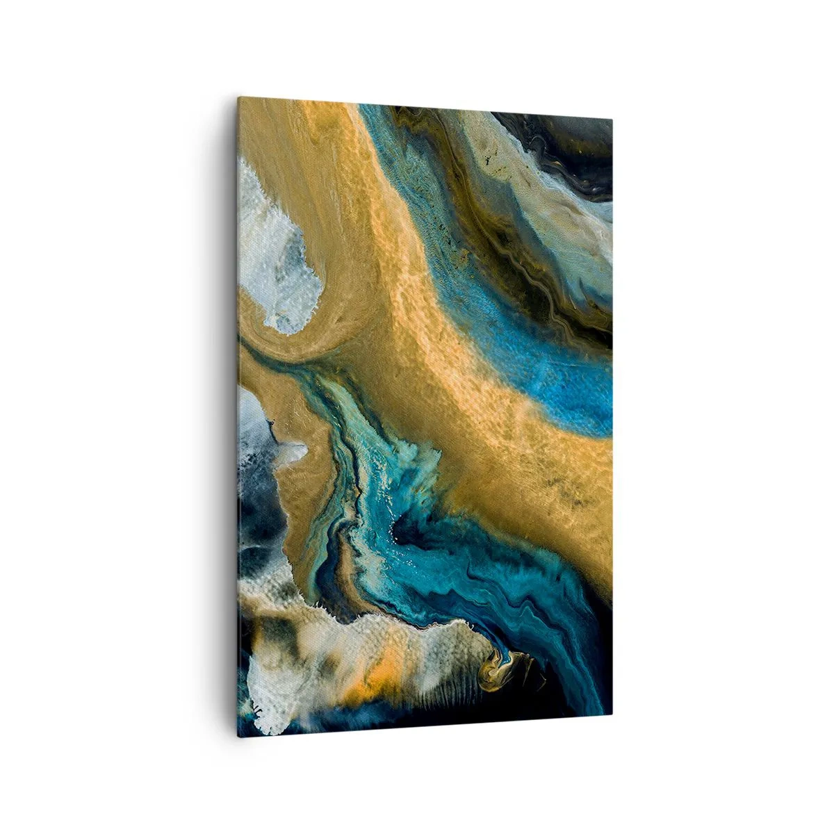 Lærredstryk - Billede på lærred - Blå - gul - gensidig indflydelse - 80x120 cm