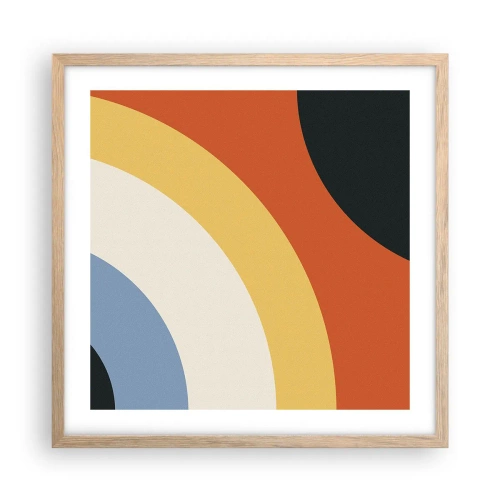 Plakat i ramme af lyst egetræ - Over for hinanden - 50x50 cm