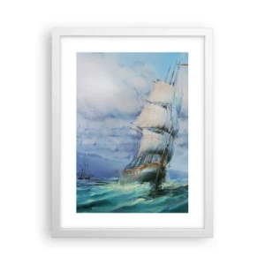 Plakat i hvid ramme - God vind - 30x40 cm