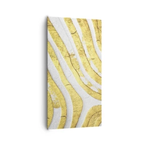 Lærredstryk - Billede på lærred - Sammensætning i hvidt og guld - 65x120 cm