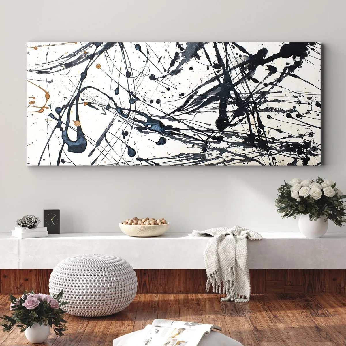 Lærredstryk - Billede på lærred - Ekspressionistisk abstraktion - 100x40 cm