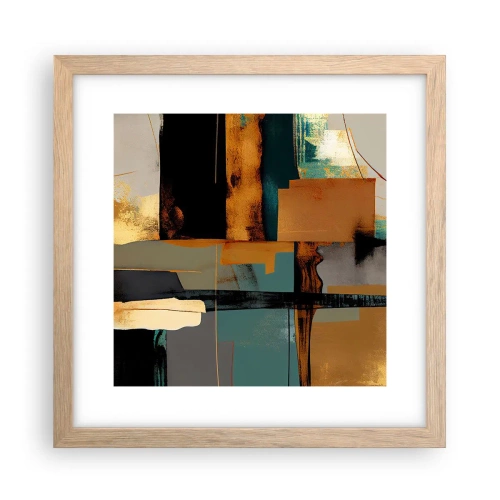 Plakat i ramme af lyst egetræ - Abstraktion - lys og skygge - 30x30 cm