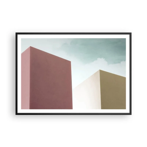 Plakat i sort ramme - Geometri af en solrig sommer - 100x70 cm