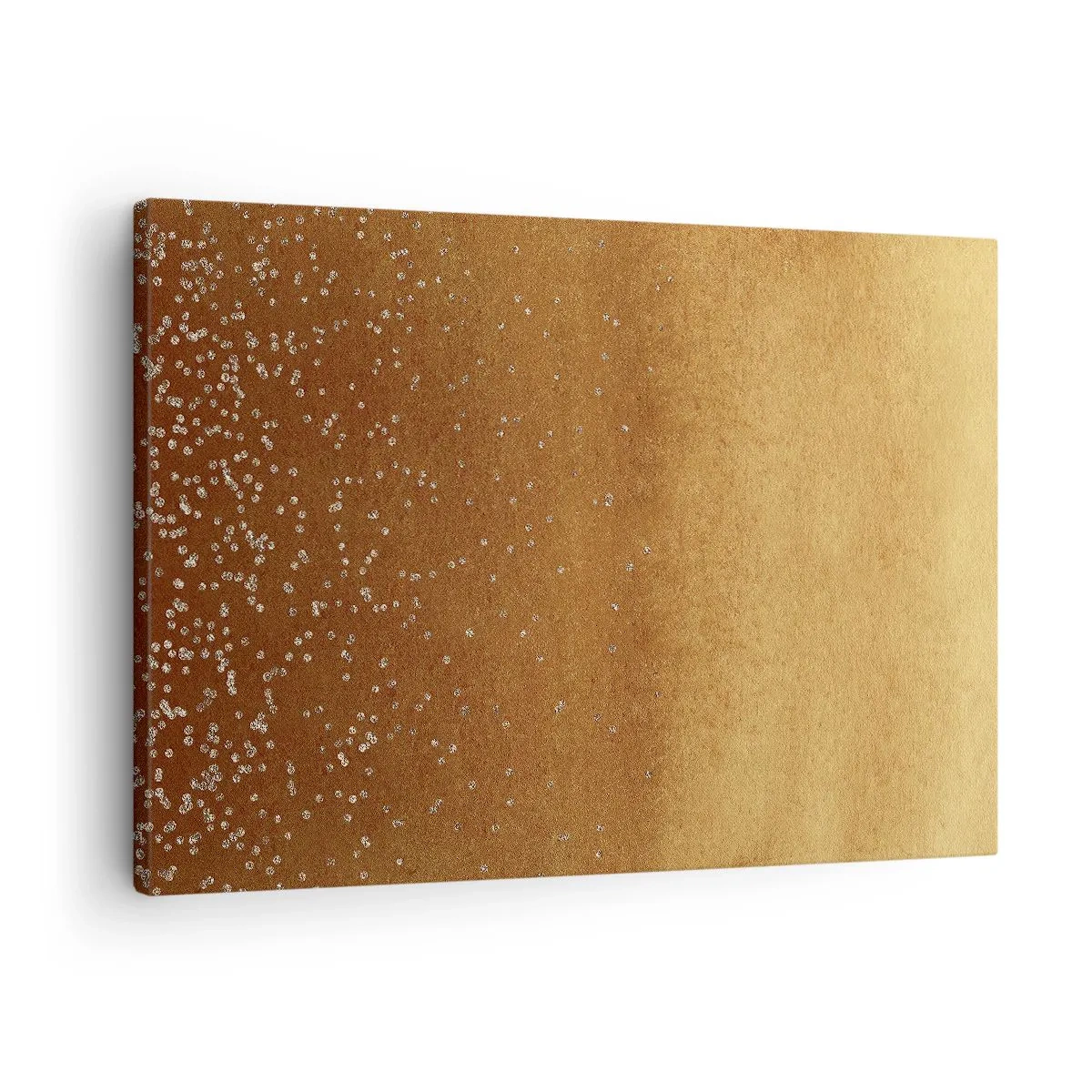 Lærredstryk - Billede på lærred - En gylden gradient med diskret glimmer og udsmykning - 70x50cm - Lysets fødsel - Moderne vægdekoration til stue og soveværelse ARTTOR