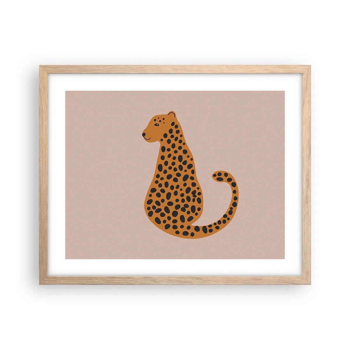 Plakat i ramme af lyst egetræ - Leopardprint er et moderigtigt mønster - 50x40 cm