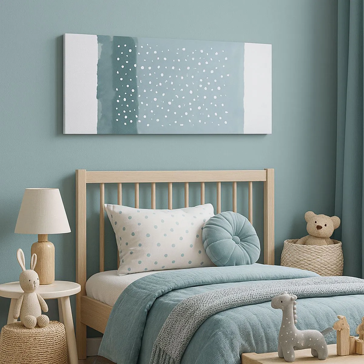 Lærredstryk - Billede på lærred - Dyrket i blåt - 100x40 cm