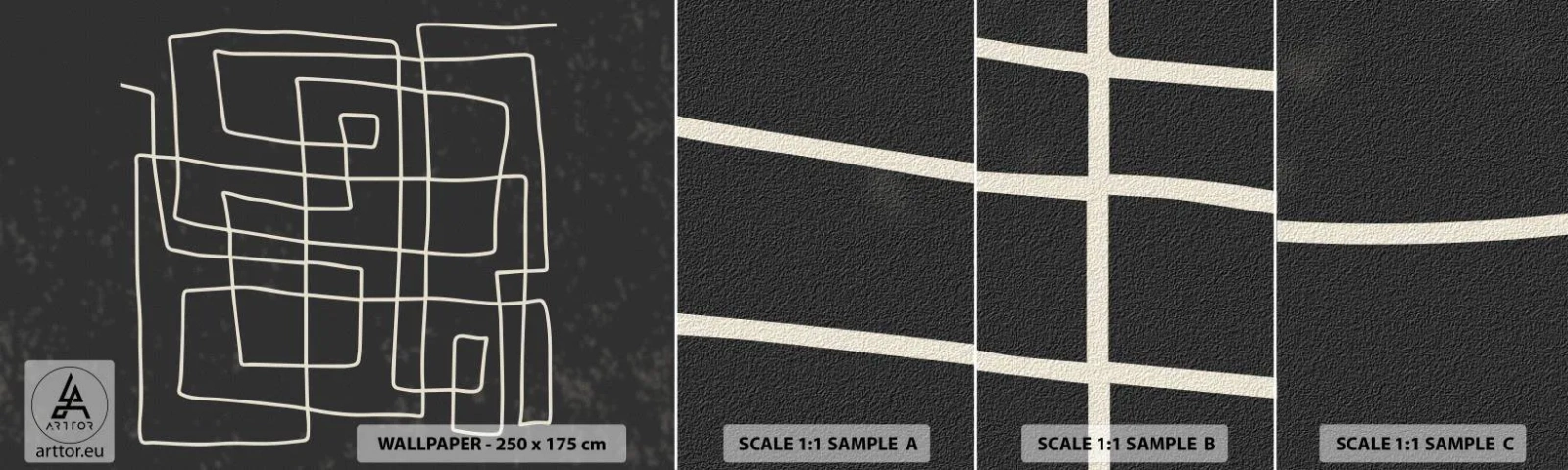 Fototapet Prøve Standard Eco - Ikke helt så enkel - Abstraktion, Stykke, Sort og hvid - 100x30 cm