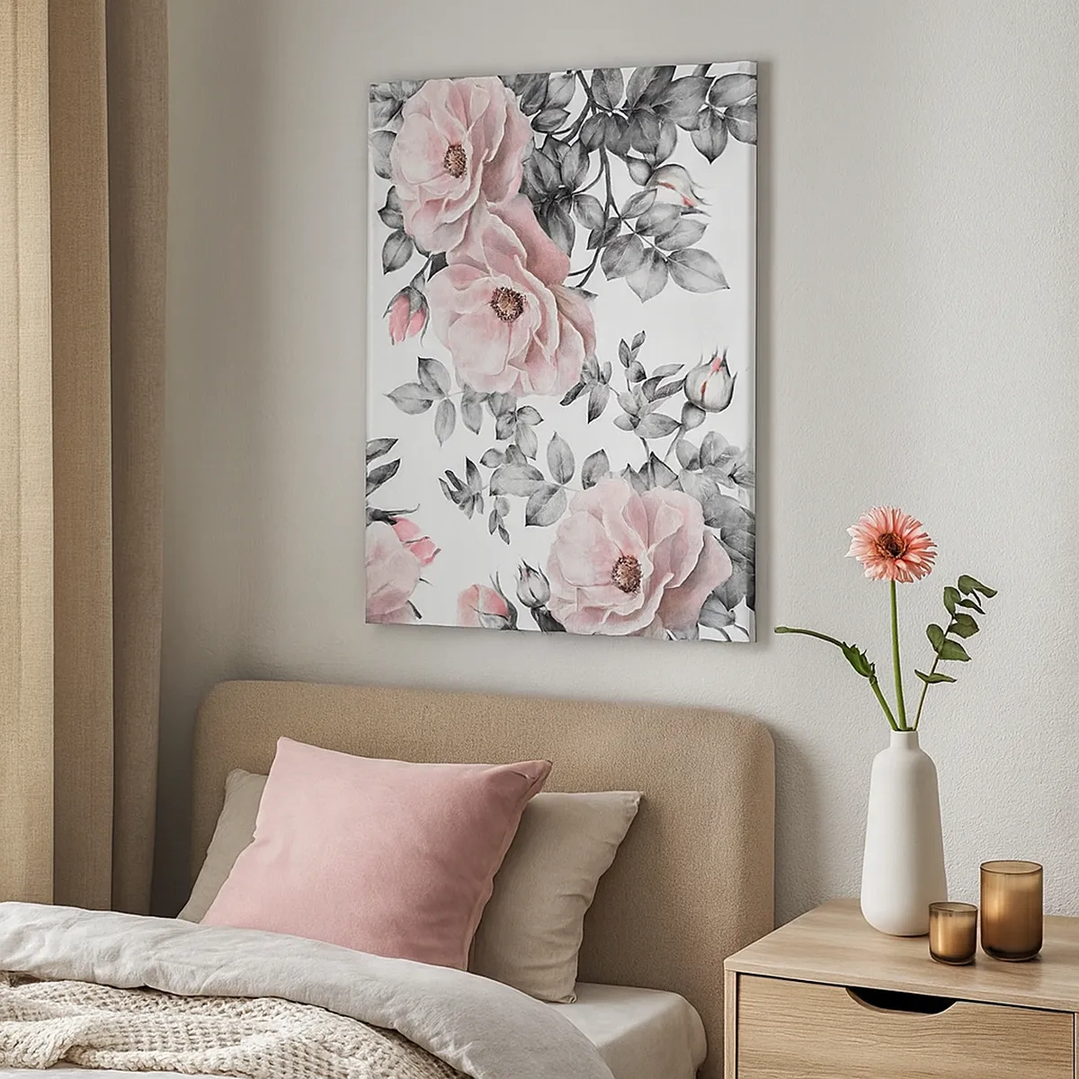 Lærredstryk - Billede på lærred - Forsvind i rosenblomsterne - 50x70 cm