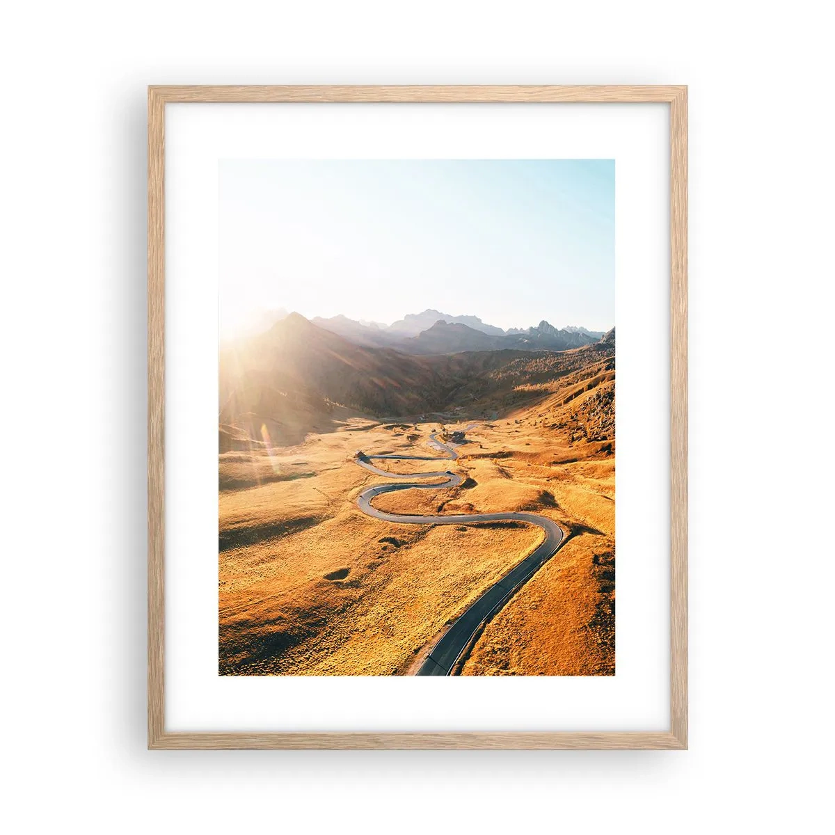 Plakat i ramme af lyst egetræ - I en gylden dal - 40x50 cm