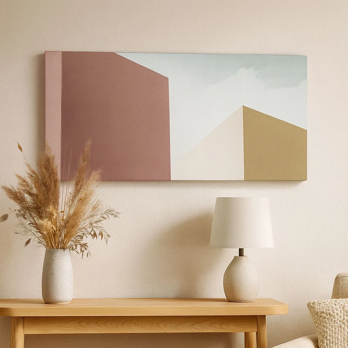 Lærredstryk - Billede på lærred - Geometri af en solrig sommer - 100x40 cm