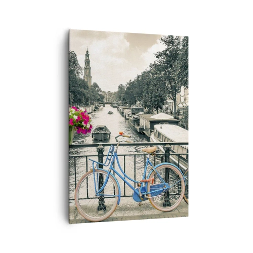 Lærredstryk - Billede på lærred - Farverne i Amsterdams gader - 70x100 cm