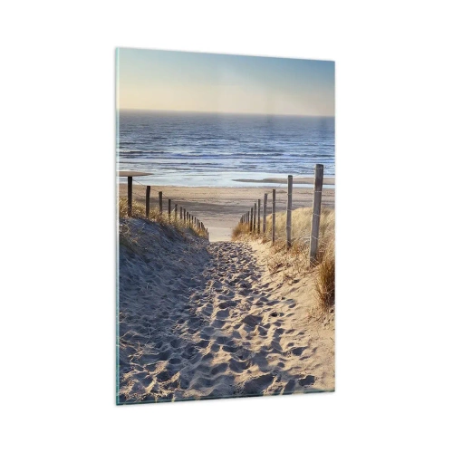 Billede på glas - Havet brummer, fuglene synger, en vild strand midt i græsset.... - 80x120 cm