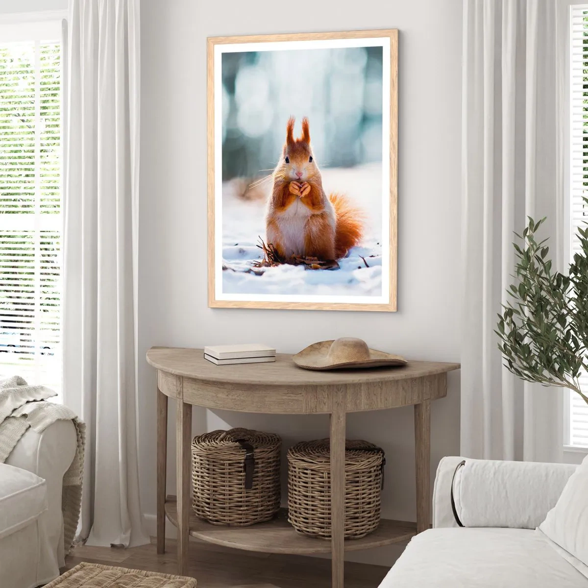 Plakat i ramme af lyst egetræ - Og hvad kigger du på? - 40x50 cm