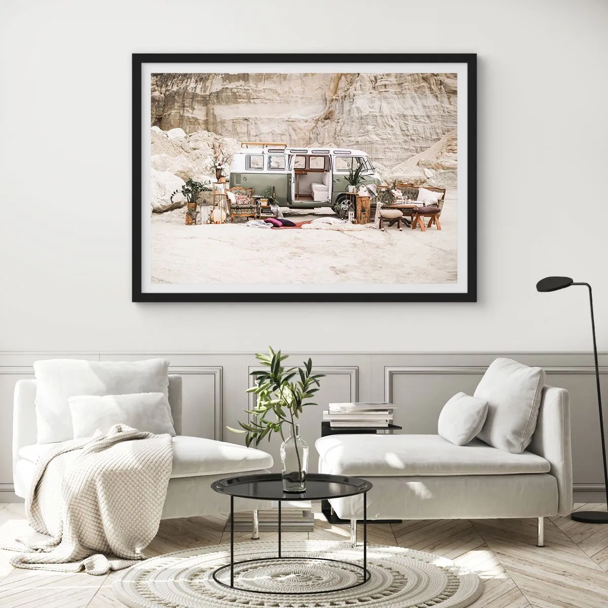 Plakat i sort ramme - Tid til at starte rejsen - 70x50 cm