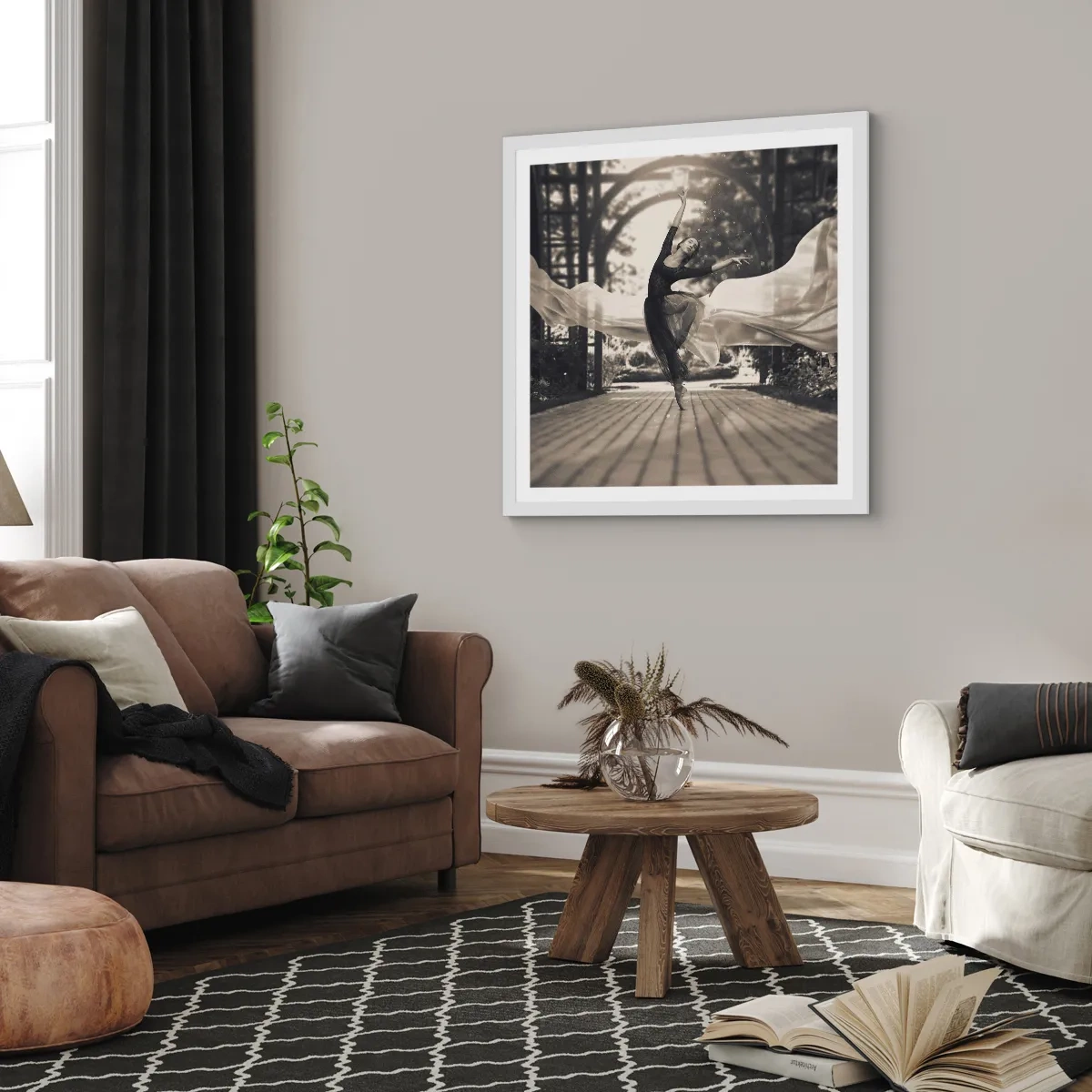 Plakat i hvid ramme - Dans i haven - 30x30 cm