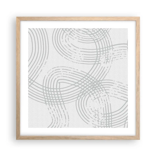 Plakat i ramme af lyst egetræ - Der er ingen lige vej - 50x50 cm