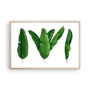 Plakat i ramme af lyst egetræ - Grøn symmetri - 91x61 cm