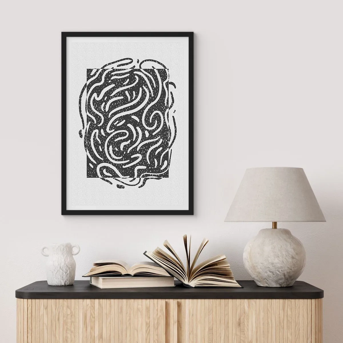 Plakat i sort ramme - Abstraktion: en dans af glæde - 70x100 cm