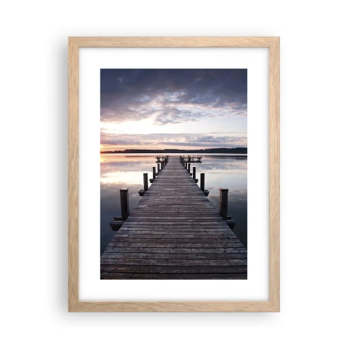 Plakat i ramme af lyst egetræ - Den tavse grænse mellem dag og nat - 30x40 cm
