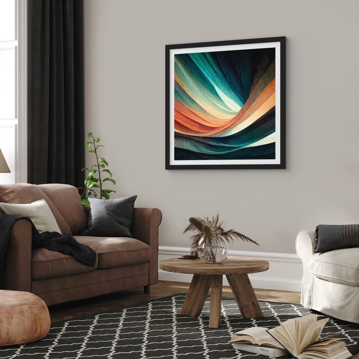 Plakat i sort ramme - Vævet af farver - 40x40 cm