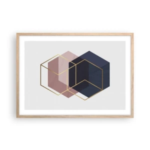 Plakat i ramme af lyst egetræ - Styrken ved enkelhed - 70x50 cm